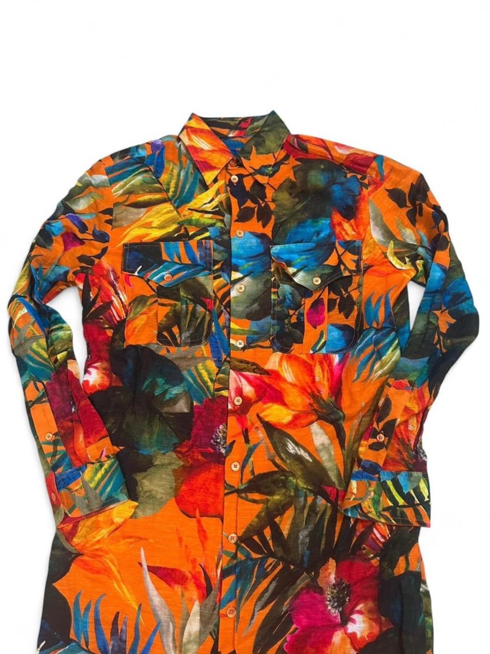 Ralph‎ Lauren Purple Label Women’s Seneca Tropical-Print Linen Midi Shirtdress - Picture 3 of 6